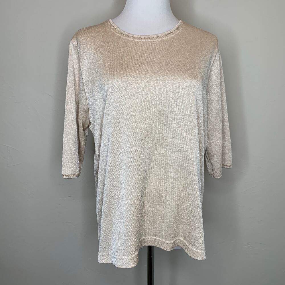 Vintage Metallic Short Sleeve Sweater Gold Sz Large?